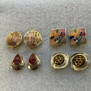 4 Pair of Great Vintage Clip On Earrings